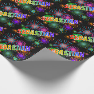 Papel De Presente Arco-Íris Nome "SEBASTIAN" + Fireworks