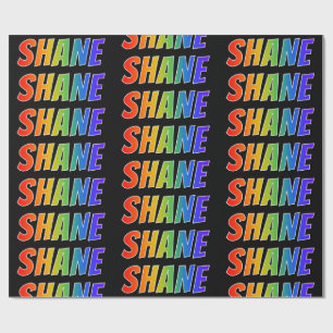 Papel De Presente Arco-Íris Nome "SHANE"; Divertido e Colorido