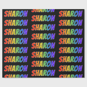 Papel De Presente Arco-Íris Nome "SHARON"; Divertido e Colorido