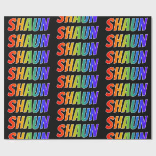 Papel De Presente Arco-Íris Nome "SHAUN"; Divertido e Colorido
