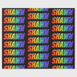 Papel De Presente Arco-Íris Nome "SHAWN"; Divertido e Colorido