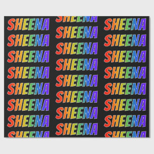 Papel De Presente Arco-Íris Nome "SHEENA"; Divertido e Colorido