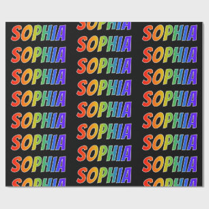 Papel De Presente Arco-Íris Nome "SOPHIA"; Divertido e Colorido