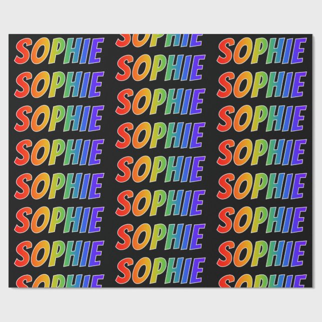 Papel De Presente Arco-Íris Nome "SOPHIE"; Divertido e Colorido (Aberto)