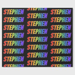 Papel De Presente Arco-Íris Nome "STEPHEN"; Divertido e Colorido