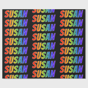 Papel De Presente Arco-Íris Nome "SUSAN"; Divertido e Colorido