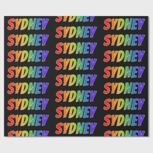Papel De Presente Arco-Íris Nome "SYDNEY"; Divertido e Colorido