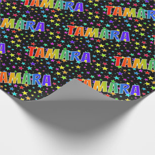 Papel De Presente Arco-íris Nome "TAMARA" + Estrelas