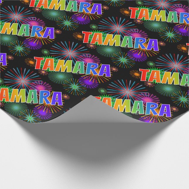 Papel De Presente Arco-Íris Nome "TAMARA" + Fireworks (Ponta)