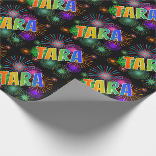 Papel De Presente Arco-Íris Nome "TARA" + Fireworks