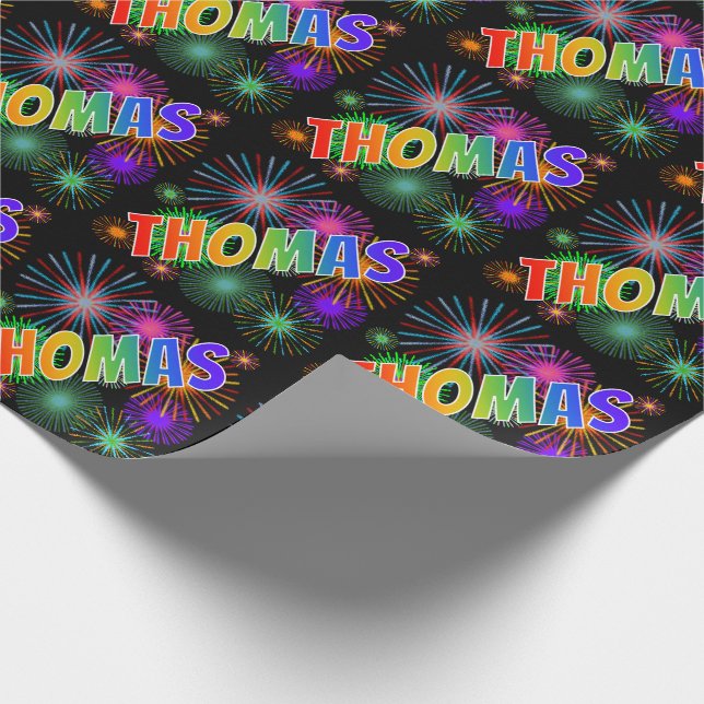 Papel De Presente Arco-Íris Nome "THOMAS" + Fireworks (Ponta)