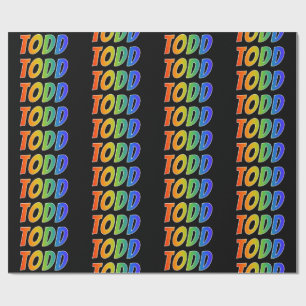 Papel De Presente Arco-Íris Nome "TODD"; Divertido e Colorido