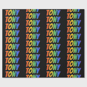 Papel De Presente Arco-Íris Nome "TONY"; Divertido e Colorido