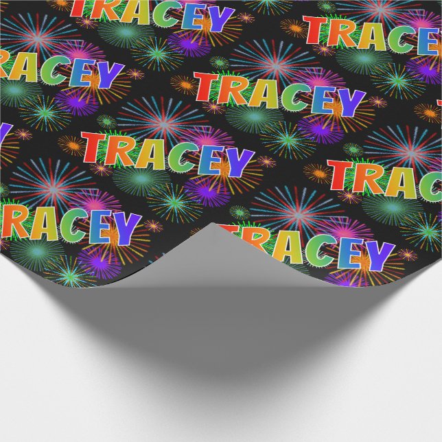 Papel De Presente Arco-Íris Nome "TRACEY" + Fireworks (Ponta)