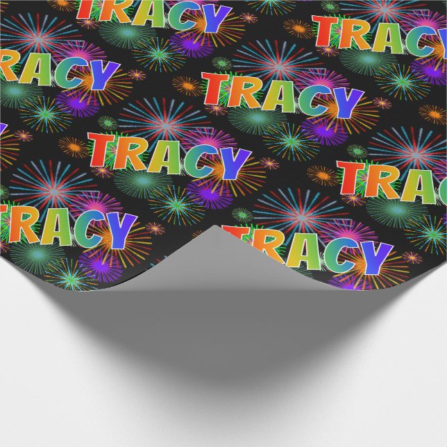 Papel De Presente Arco-Íris Nome "TRACY" + Fireworks (Ponta)