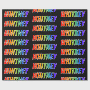 Papel De Presente Arco-Íris Nome "WHITNEY"; Divertido e Colorido