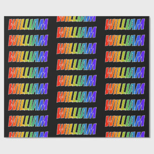 Papel De Presente Arco-Íris Nome "WILLIAM"; Divertido e Colorido