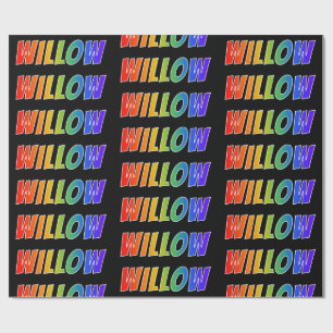 Papel De Presente Arco-Íris Nome "WILLOW"; Divertido e Colorido