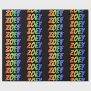 Papel De Presente Arco-Íris Nome "ZOEY"; Divertido e Colorido
