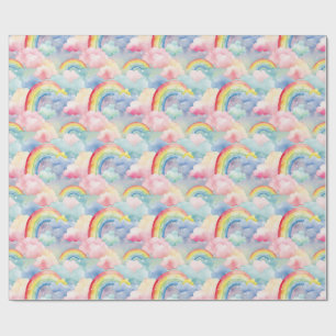 Papel De Presente Arco-Íris, Nuvem e Estrela Coloridos