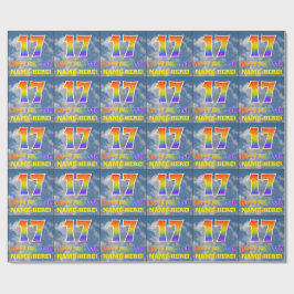 Papel De Presente Arco-Íris Olhe "17" e "FELIZ ANIVERSÁRIO", Nuvens,