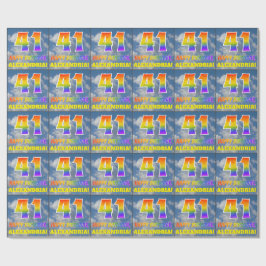 Papel De Presente Arco-Íris Olhe "41" e "FELIZ ANIVERSÁRIO", Nuvens,