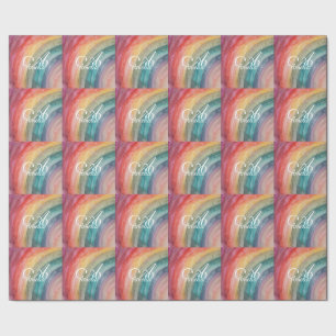 Papel De Presente Arco-Íris Personalizado Por Cores Aquáticas