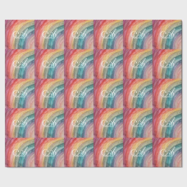 Papel De Presente Arco-Íris Personalizado Por Cores Aquáticas (Barra)