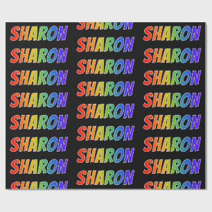 Papel De Presente Arco-íris Primeiro Nome "SHARON"; Divertido & Colo