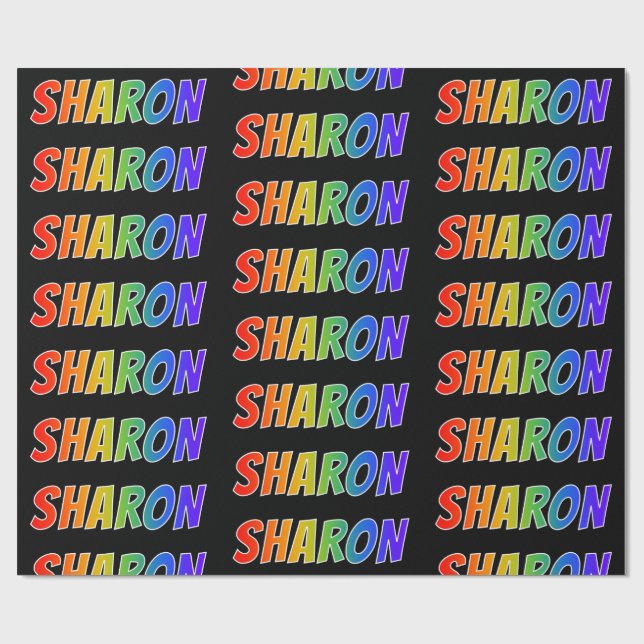 Papel De Presente Arco-íris Primeiro Nome "SHARON"; Divertido & Colo (Aberto)