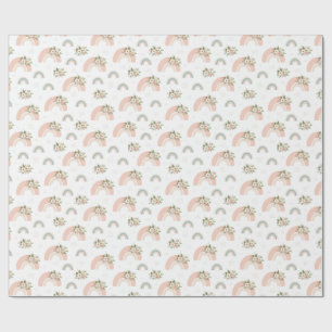 Papel De Presente Arco-Íris Rosa Floral