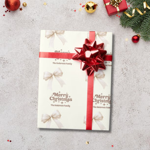 Papel De Presente Arco Ivory mocha retro Natal