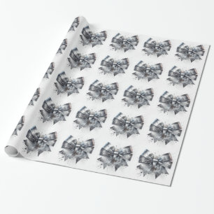 Papel De Presente Arco Metálico Prateado com Brilhos Falsos