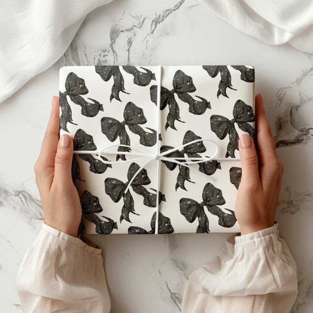 Papel De Presente Arco preto com brilho brilhante Dourado (Criador carregado)