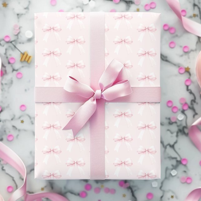 Papel De Presente Arco Rosa Coquette Primeiro Aniversário (Criador carregado)
