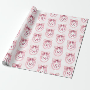 Papel De Presente Arco Rosa Fofo Inicial Personalizado Coquette