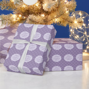 Papel De Presente Arco Simples e Roxo Personalizado Feliz Natal