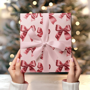 Papel De Presente Arco Vermelho Natal em Fundo Rosa