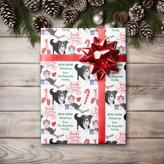 Papel De Presente Arco Wow Border Collie Natal (Criador carregado)