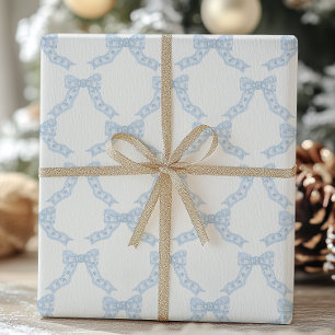 Papel De Presente Arcos Azuis de Natal com Aquarela