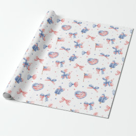 Papel De Presente Arcos de Aquarela Preppy Padrão 4 de Julho