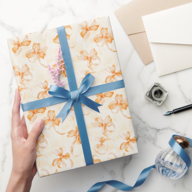Papel De Presente Arcos de Laranja Pêssego Aniversário (Presentear)