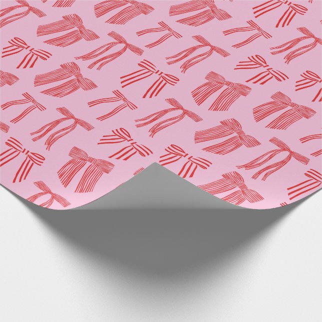 Papel De Presente Arcos de Natal - Coquete Vermelho Rosa Strike (Ponta)