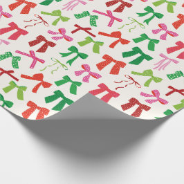 Papel De Presente Arcos de Natal Rosa Verde Vermelho Rosa no creme