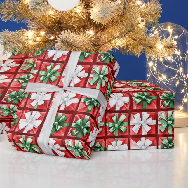 Papel De Presente Arcos de Natal Vermelho Branco Verde (Feriados)