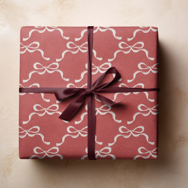 Papel De Presente Arcos de Natal Vermelhos Modernos e Alegres para F (Criador carregado)