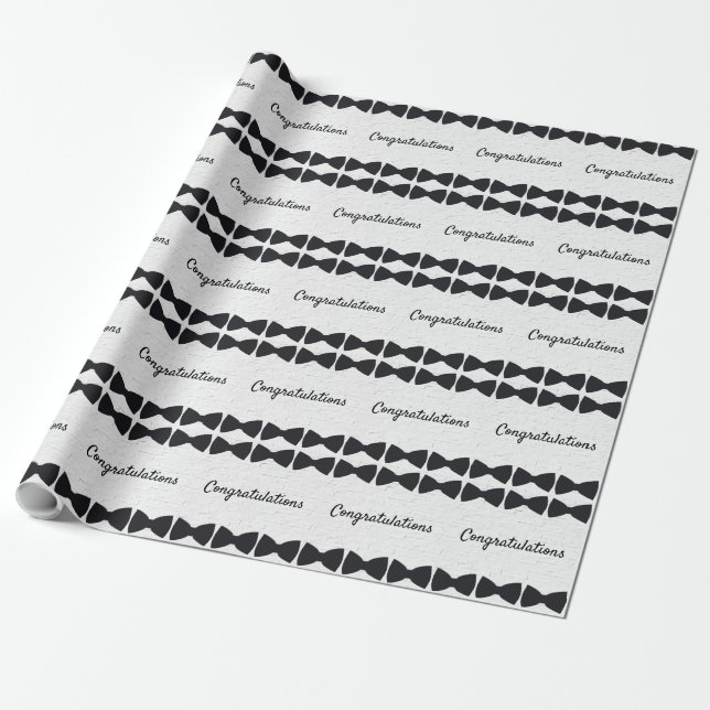 Papel De Presente Arcos e Parabéns pretos (Desenrolado)