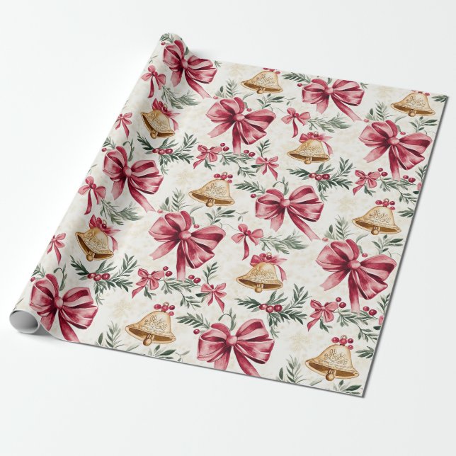 Papel De Presente Arcos Rosa Dourados Natal (Desenrolado)