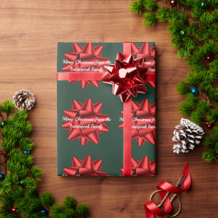 Papel De Presente Arcos Vermelhos de Natal com Nome de Família Perso