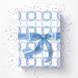 Papel De Presente Argolas Entrelaçadas em Azul e Roxo